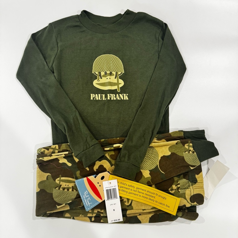 NWT Paul Frank boy pajama set camouflage size 8